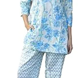 VIP BAGDA Pure Cotton Printed Night Suits Set for Women | V Neck Night Wear Top and Pyjama Set for Girls-picture-30