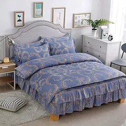 Full Comforter Set, Anti-Wrinkle Anti-Fading Cotton Polyester Fine Tailoring Cotton Bedspread for Hotel for Home(Bed Skirt 180 * 200cm*1 Pillowcase: 48 * 74cm*2)-picture-20