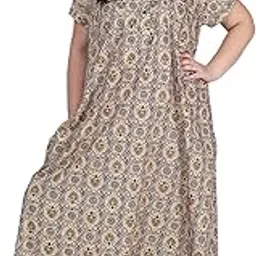 osf Women's Printed Cotton Floral Maxi Round Neck Full Length Nightwear Night Gown Nighty (Pack of 1, NW0395)-picture-43