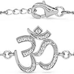 clara 925 Sterling Silver Ekisha Om Hand Mangalsutra Adjustable Bracelet With Black Beads Chain | Platinum Plated, Swiss Zirconia | Gift For Women-picture-55