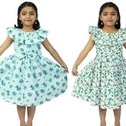 Baby Girls Knee Length Frocks Dresses (Pack of 1) Dress_001_Blue Green_9-10 Years-picture-20
