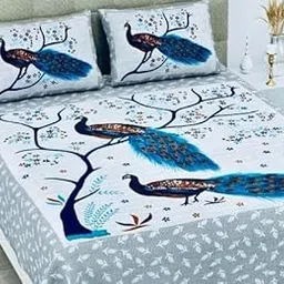 ColorKart Pure 100% Cotton Double Bed Sheet with 2 Pillow Covers (Bedsheet for Double Bed Cotton, Green Jaipuri, King Size,)-picture-36