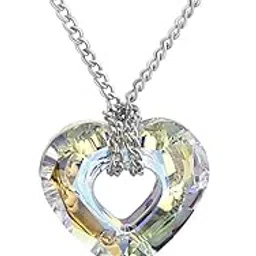 mahi Valentine Gift White Heart Rhodium Plated 'Miss U' Aurore Boreale Valentine Pendant PS1104205R-picture-16