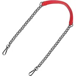 uxcell Purse Chain Strap, 39" Leather Iron Flat Chain Strap Handbag Chains Purse Handles Shoulder Cross Body Replacement Strap (Red Strap Grey Chain)-picture-16