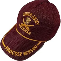 Indian Army Veteran Military Baseball Cap, Maroon with Gold Embroidery-picture-44