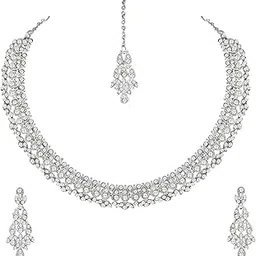 atasi international Silver Plated American Diamond Necklace and Earrings Set | Elegant Jewellery Set for Women and Girls | Perfect for Parties, Weddings, and Festive Occasions-picture-28