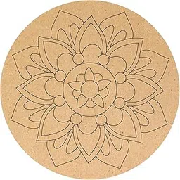 Pre-Marked MDF Cutout for Craft Rangoli Design | Kraft Style Mandala Artwork | Traditional Wall Decor | Decorative Art Panel | 8 Inch |3.2mm Thickness-picture-10
