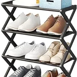 TONSYL 4 Layer Narrow Shape Shoe Rack, ABS Plastic & Fabric Material Shoe Rack,Folding Shoe Organizer Rack, Lightweight Waterproof Shelf, Easy To Assemble For Hallway, Bedroom, Office (Fabric)-picture-39