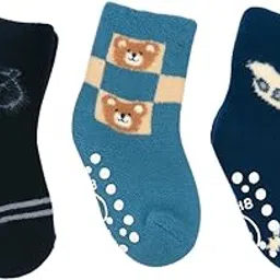 Baby Woolen Anti-Slip Socks | Rabbit Wool Winter Socks for Infants & Toddlers | Warm, Comfortable, and Durable | 3 Pairs Pack for Boys & Girls-image-0