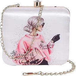 swisni Printed Square Box Clutch Face-Art Girl Design Best for gifting on Christmas Wedding & Special Occasions-picture-40