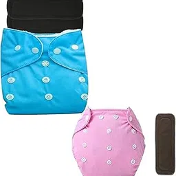 Baby Cloth Diapers 0 To 3 Years | Side Leakage Proof Washable Reusable Diaper For New Born Baby 2 Diaper And 3 Black insert pad (Pack Of 5) (Multicolor_31)-picture-16