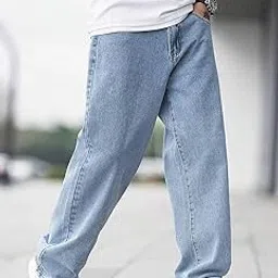 veltick Loose Fit Mid Rise Light Blue Mens Jeans (VLT-04)-picture-14