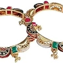 denicraas Women's Meena Border Gold Pleated Pair of Bangles - Stylish Traditional Design Bangles for Women and Girl's-picture-11