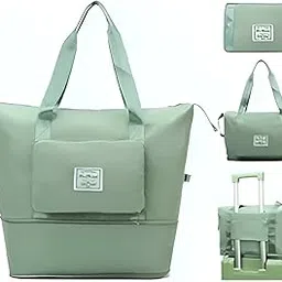 Travel Bags 41 Liter Expandable for Women,Duffle Bags with Wheels and Handle for Women Luggage,Foldable Vanity Traveling Companion Hand Bag for Ladies Personal Items Large Weekend (Light Green)-image-11