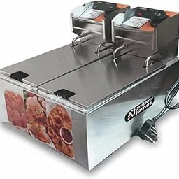 Andrew James Professional Deep Fryer, Dual 4L Tank with Temperature Control, Stainless Steel, 2.2KW+2.2KW, U-Shape Heating, Anti-Scalding Handle, 43.5x40x29cm-picture-10