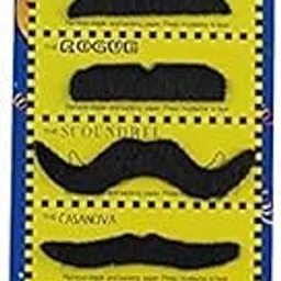 PartyMane Stickon Moustache, Black/Fake Moustache foam velvet Set, Assorted (6 Pieces)-picture-34