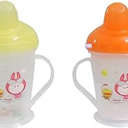 The Cheeky Kidzz Baby Feeding Sipper Unbreakable Plastic Bottle Cup/Mug Learning Sippy BPA Free 200ml Spout Sipper Bottle And Anti Spill Sippy Cup For Toddlers/Infants/Babies(ORANGE-YELLOW; 4 Months+)-picture-24