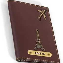 navya royal art Customised Passport Cover Holder with Personalized Name Charm Leather Passport Cover Holder for Men Women Brown - Customized Passport Holders for Gift-picture-54
