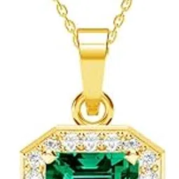 clara 925 Sterling Silver Amati Green Solitaire Pendant Earrings Chain Necklace Jewellery Set | Gold Plated, Swiss Zirconia |Gift for Women and Girls-picture-48