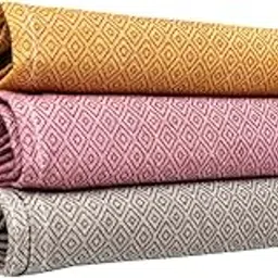 RAMRAJ Pack of 3 100% Cotton Fast Absorbent Diamond Design Colour Bath Towel(Multicolor;OS)-picture-15