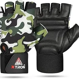 XTRON Gym Gloves Weight Lifting Fitness Gloves Men & Women for Workout, Training, Exercise, Cycling Gloves, Bike Sports Gloves (Pro Treno DX 067) (Camo Black)-image-6