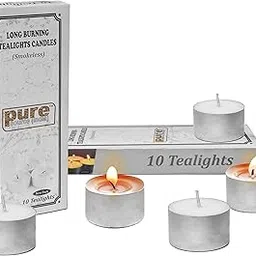 Pure Source India Smokless Tealight Candles 100% Pure Wax, Unscented, Pack of 20, Long Burning Tealight, 8 Hours Burn time-image-22