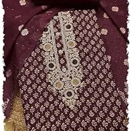 Womens Jam Cotton Floral Print Unstitch Dress Material With Zari-image-41