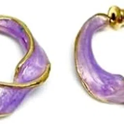 LifeLily Glossy Twisted Hoops with Purple Accent for Women and Girls-picture-17