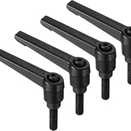 uxcell 4pcs Clamping Lever Handles, M6 x 20mm Black Oxide Carbon Steel Threaded Male Stud, Adjustable Handles Locking Quick Release Ratchet Push Button Bolt Knobs, Black image 1