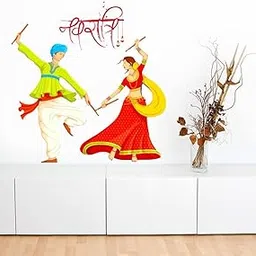 Art's Cafe Shubh Navratri Design Wall Sticker Size - (61 * 58) cm-picture-40