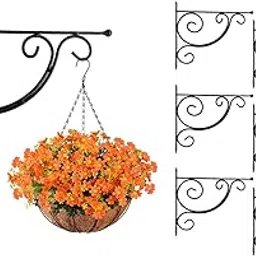 12 Inch Vines Design Wall Bracket for Hanging Baskets, Bird Feeders & Wind Chimes, Decorative Straight Plant Hanger. Multiuse Hanger (Color : Black, Set of 6 Pcs)-picture-26