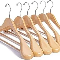 SHOPIVAAN - Extra Wide Shoulder Wooden Coat Hangers | Heavy-Duty Wooden Hangers for Clothes | Non-Slip Suit Hanger with 360° Swivel Hook | Solid Wood Hanger for Coats & Jackets (2, Beige)-image-33