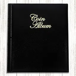 HATHIYANI 240 Pockets Coin Holder Collection Coin Storage Album Book for Collectors, Money Penny Pocket,Plastic- Black (PACK OF 1)-image-4