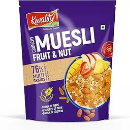 Kwality Muesli Fruit & Nut 75g | 72% Multi Grains | No Maida | Natural Source of Vitamin & Iron | High in Protein & Fiber | Low Fat & Cholesterol | Healthy Food & Breakfast Cereal-picture-29