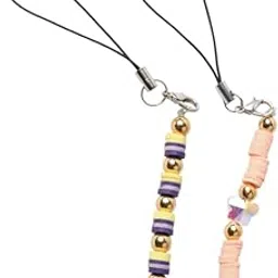 Phone Antics Premium Long Phone Charms with Golden Beads,Smileys & Evileye Strap Design Durable Decorative Mobile Charm Size 7 x 5 x 2.5 cm (Pack of 2)-image-77