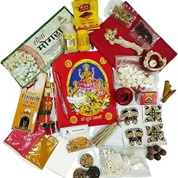 Poojnam Lamxi Puja Samagri Kit for Diwali : Complete Set of 33 Essentials for Laxmi MATA Decoration and Worship During Diwali and Dhanteras | Diwali Special | Diwali Pooja-image-2