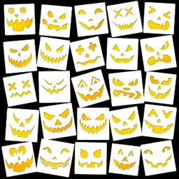 Outus 25-Piece Reusable Halloween Pumpkin Stencil Set - Plastic Stencils for Painting & Carving (5.1 Inch)-picture-19