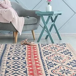 Urban Space 100% Cotton Tufted Premium Floor Carpet Mat for Bedroom, Kitchen, Living Room, Bohemian Dhurrie Carpet Mat with Tassels (2 ft x 3 ft, CPRugs009)-picture-23