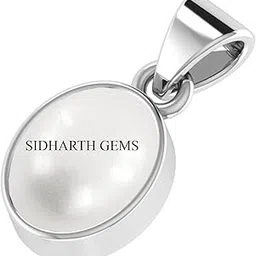 4.25 Ratti South Sea Pearl Silver Plated Pendant Locket Moti Stone Natural Certified Gemstone for Men and Women (White-image-75