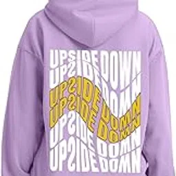 juneberry Cotton Fleece Regular Fit Hooded Sweatshirt Lastest Back Graphic Printed Winter Hoodies for Women (Available in Colors: Black, SOYA Bean, Orange, Marshmellow, White & Lilac) image 1