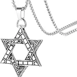 r art Men Fashion Jewellery Viking Ouroboros Infinity Dragon & Star Of David Pendant Chain Necklace, European Trending Style for Men, Boy & Girls image 1