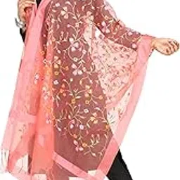 Women's Organza Duppata with Full Floral Embroidery & Designer Satin Borders with Tassels| Perfect for festivals Party| Ethnic Wear| 2.25 Meter-image-31