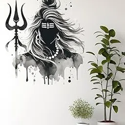 Shiva Wall Sticker - 42X42 cm, Peel and Stick Modern Lord Shiva Vinyl Decal, Spiritual Hindu God Decor for Home & Meditation Spaces (Pack of 1)-image-56