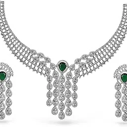 rubans Dual Layered & Cubic Zirconia Embellishments Necklace Set for Women & Girls | Handcrafted Jewelry | Ideal for Weddings, Ethnic Wear & Festive Occasions-picture-31