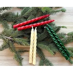 Spiral Taper Candles – 8 Inch | Dripless & Smokeless Dinner Candles | 6-Hour Burn | Christmas & Celebration Decor | Pack of 6 (White, Red, Green)-picture-15