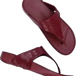 Women's Solid Maroon Comfort Flip-Flops with Soft Straps-picture-49
