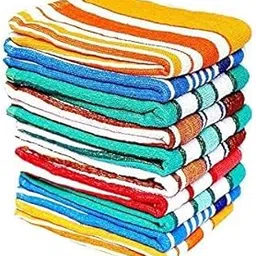 cottontail Cotton 250 Tc Striped Hand Towels High Absrobent Set of 10, 12X 18 Inch - Multi Color-picture-10