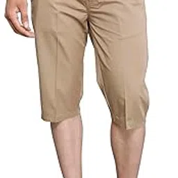 Cotton Plus Size Shorts for Men | Regular Fit Below Knee Shorts with Pockets | Elasticated Waistband | Casual Wear Solid 3/4th Capri Shorts | Perfect for Summers-image-11
