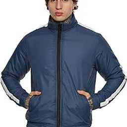 stonehaven Men’s Solid Winter Puffer Jacket, Lightweight Zip-Up Polyester Jacket with Sporty Stripes & Stand Collar-picture-11