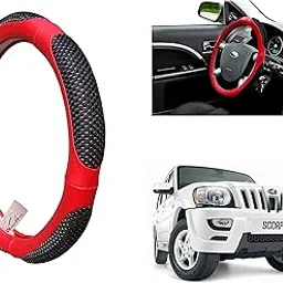 WolkomHome Ring Type Car Steering Wheel Cover (UT Red Black Netted) for Mahindra Scorpio-picture-16